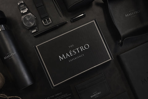 Monthly Maestro box with curated luxury essentials, gift card, and access to exclusive watch giveaways.
