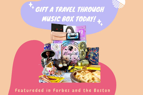 Gift a travel through music box. Featured in the Boston globe and forbes magazine. Travel and music lovers unite!