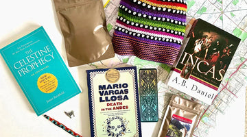 gifts for travelers including books, hat, and Peru souvenirs. 