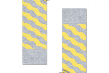 Wavy Polka Socks – Yellow/Gray (9-11)
