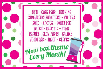 Classic Box 30 Box Themes - 80s - Cat - Boho - 420 - Cocktails - Tarot - Unicorn - Punk - Nails - Miniatures - Glow - Mermaid Beach - Galaxy - Cactus - Care Bear - Strawberry Shortcake - Beauty - Craft - Halloween