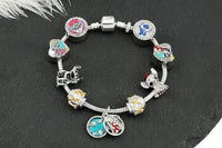 Lilo And Stitch “Party Hardy” 925 Silver Charm Bracelet w/ 9 Sapphire Embellished Charms