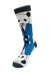 Dignified Reflective Panda Wearing a Suit Socks (Men's Sized)