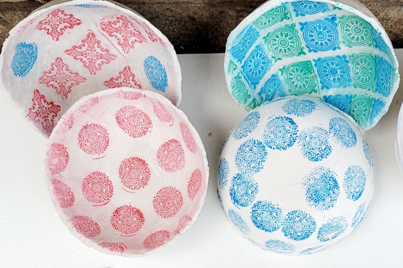 Stamped Air-Dry Clay Scalloped Bowls Art Kit - Perfect for Candies & Trinkets! - SKU DV1023