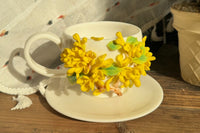 Hand Sculpted Floral Ceramic Art，a one of a kind coffee mug or a handcrafted tea cup.Enjoy with afternoon reading or during teatime.