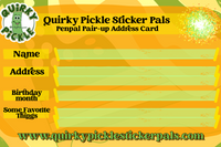 Orange fillable card for name, address, birthday month, and favorite things for penpals to exchange information and write.