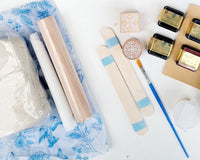 Stamped Air-Dry Clay Scalloped Bowls Art Kit - Perfect for Candies & Trinkets! - SKU DV1023