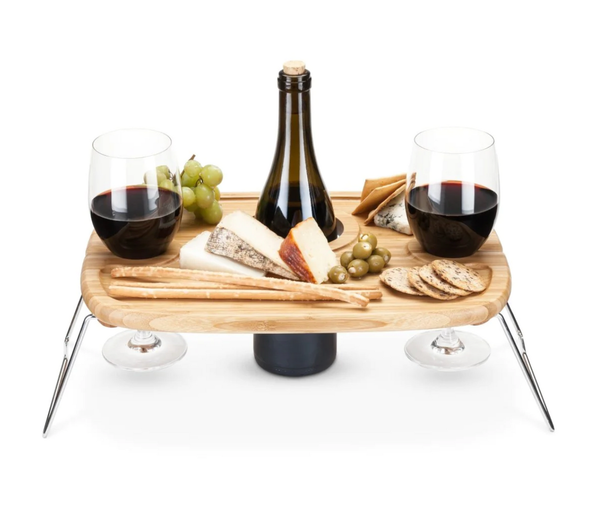 Date Night Portable Baltic Birch Picnic Wine Table