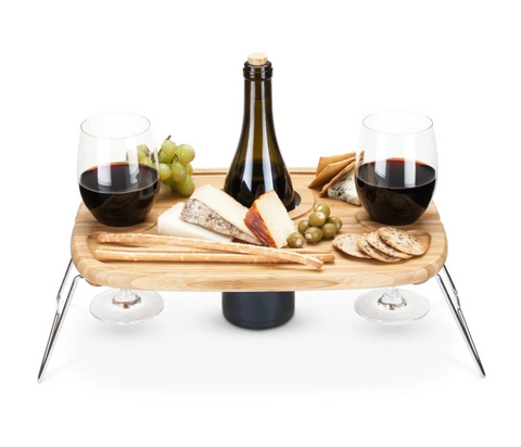 Date Night Portable Baltic Birch Picnic Wine Table