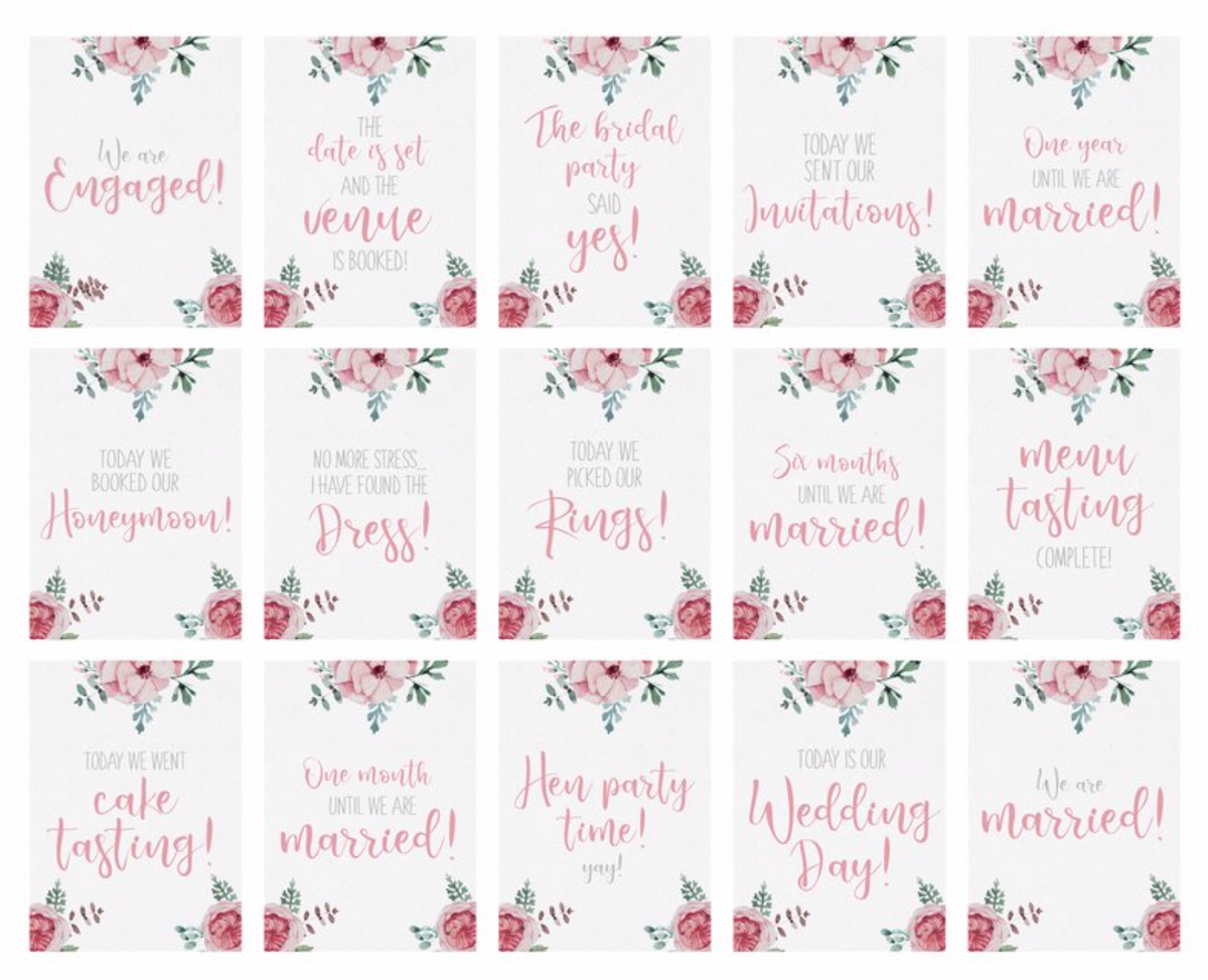 Wedding Milestone Cards