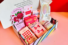 Colorful TEEN WISHBOX subscription box featuring self-care items, skincare products, and positive messages for teen girls