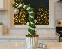 Lemon Cypress Tip Over Tree in Gold Wash Metal Tin