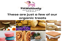 Hand-decorated organic dog cookies made with natural ingredients