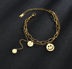 SMILEY Layered Stainless Steel Bracelet