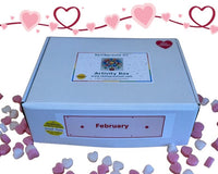 February Valentine's box with 20 OT activities, crafts, sensory materials, and fine motor tools for ages 4+