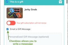 Click the "Email a Gift Message" checkbox and a Personalized gift message box will open where you can type your message.