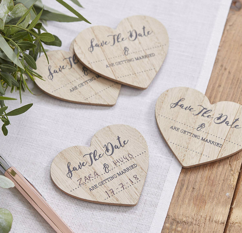 Save The Date Wooden Magnet Invitations