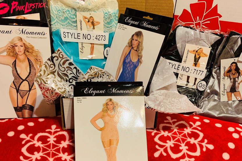 A Surprise Honey subscription box filled with a variety of lingerie.