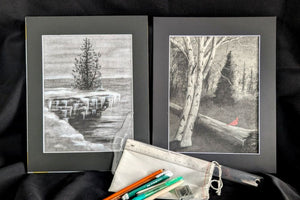 Our January 2026 Art Box, will include the drawings, Cave Point and Birch Bird.  Come and get dirty with us and create.