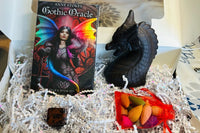Anne Stokes gothic Oracle deck, dragon backflow incense holder, backflow incense, mahogany obsidian stone
