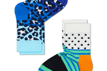 Kids Pack: Leopard + Stripe Dot Socks– Black/Blue/Green/Orange/White (M)