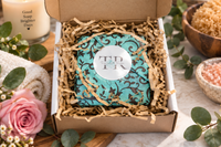 Tranquil Rose men's soap gift box featuring handcrafted turquoise soap, and thoughtfully packaged bath and body care.