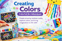 Colorful art supplies and crafts featured in the Little Dreamers Club Crafts Subscription Box for kids ages 3-5