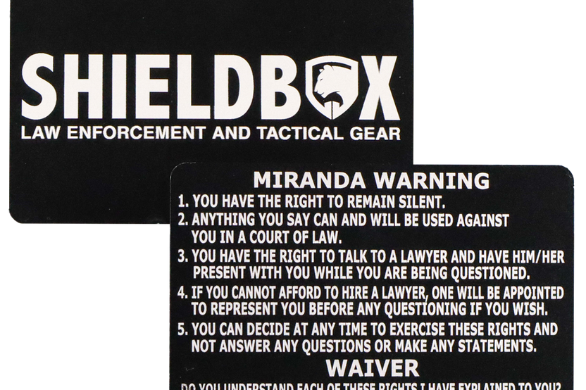 Metal Miranda Warning Card