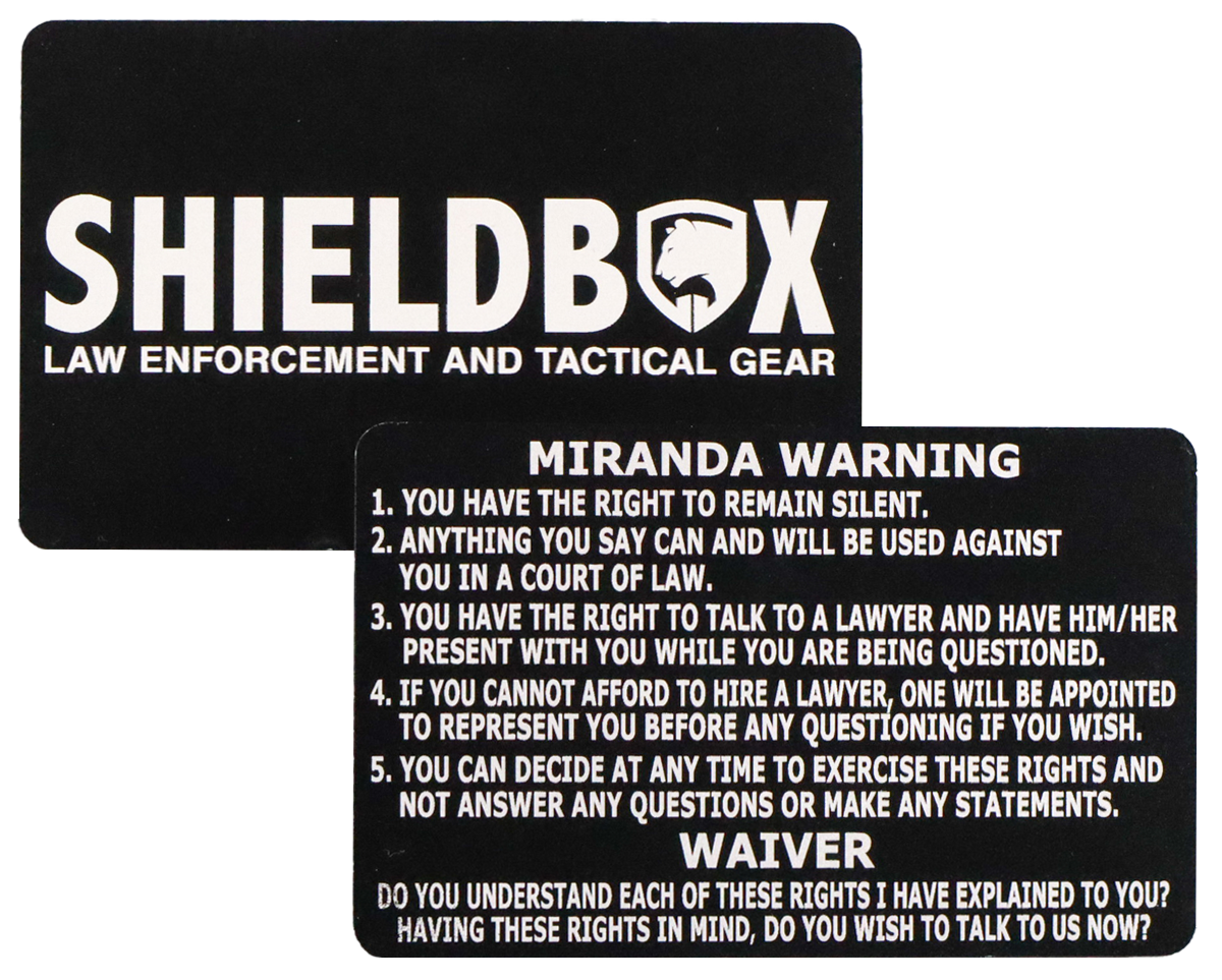 Metal Miranda Warning Card