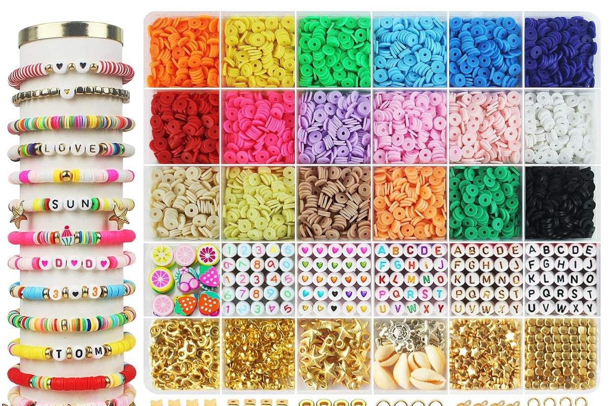 5100 Clay Beads Bracelet Making Kit, Flat Preppy Beads for Friendship Cratejoy
