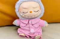 One piece jumpsuit in color pink for your Labubu doll. with buttons and fake pockets Labubu doll not included