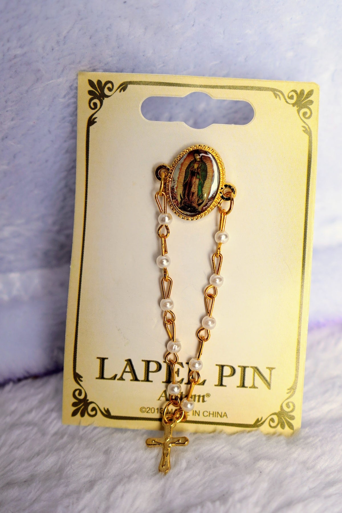 Guadalupe Pin with prayer beads