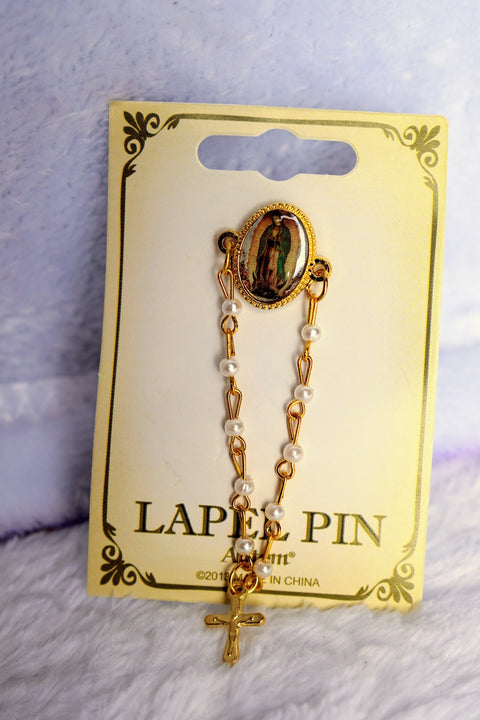 Guadalupe Pin with prayer beads
