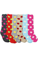 Colorful Polka Dot Knee High Fuzzy Socks (4 Pack)