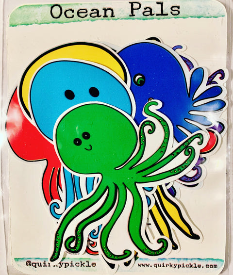 Ocean Pals set of 20 die cut stickers (octopuses, starfish, jelly fish)