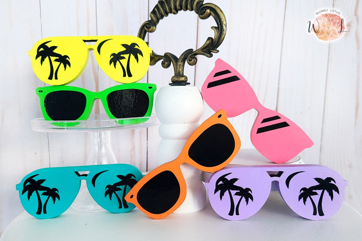 Sunglasses Mini Wood Decor | Spring Summer Tiered Tray Decor Accent