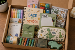 Back to School Box

Happy Mail Stationery Club back-to-school stationery subscription box with notebook, pencil pouch, pens, highlighters, s