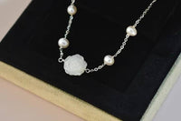 Sara Roses Flower Ivory Silver Pearl Ball Charm Gift Bracelet