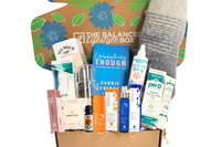 The Balanced Lifestyle Box for women showcases self-care products and a reusable tote bag for wellness journeys