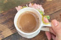 Hand Sculpted Floral Ceramic Art，a one of a kind coffee mug or a handcrafted tea cup.Enjoy with afternoon reading or during teatime.