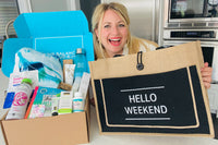 The Balanced Lifestyle Box for women showcases self-care products and a reusable tote bag for wellness journeys