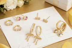 Gold Plated Over Silver CZ Ear Stack Gift Set — 5 Pairs