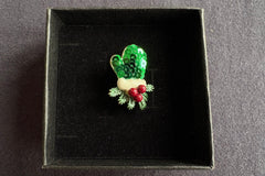 Festive Christmas Brooch Gift Set.Holiday Collection with Tree, Hat, Gloves and Reindeer in Gift Box