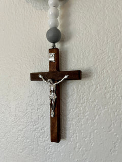 Farmhouse white Wall Rosary 10”
