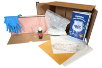 An activity box and its contents are displayed. Some of the contents include an activity book, biofoam, and footwear impressions. 