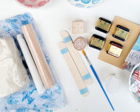 Stamped Air-Dry Clay Scalloped Bowls Art Kit - Perfect for Candies & Trinkets! - SKU DV1023