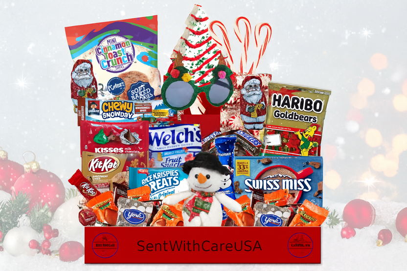 Christmas Git Box for Kids & Christmas Care Package. Christmas Snack Box Winter Holiday Gift Ideas for Grandkids