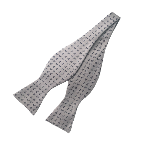 Silver Anchors Bow Tie