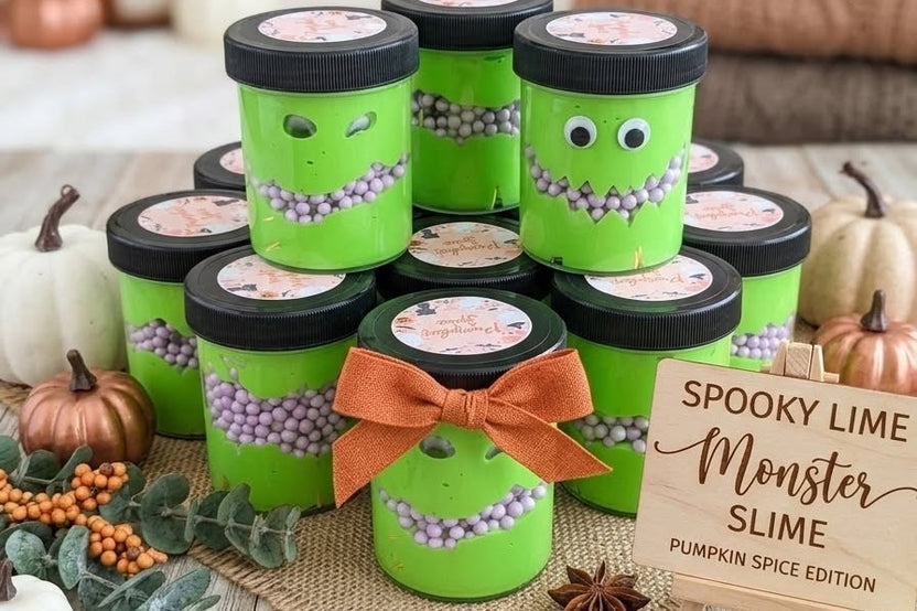 pumpkin spice slime, Halloween slime, Halloween curated box, Halloween gift, Fall gift, Fall slime, Halloween squishy