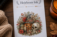 halloween kindle insert, kindle sticker, botanical sticker, sticker sheet